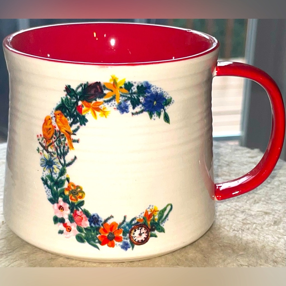 Brand New Nathalie Lete for Anthropologie Floral Monogram C Mug